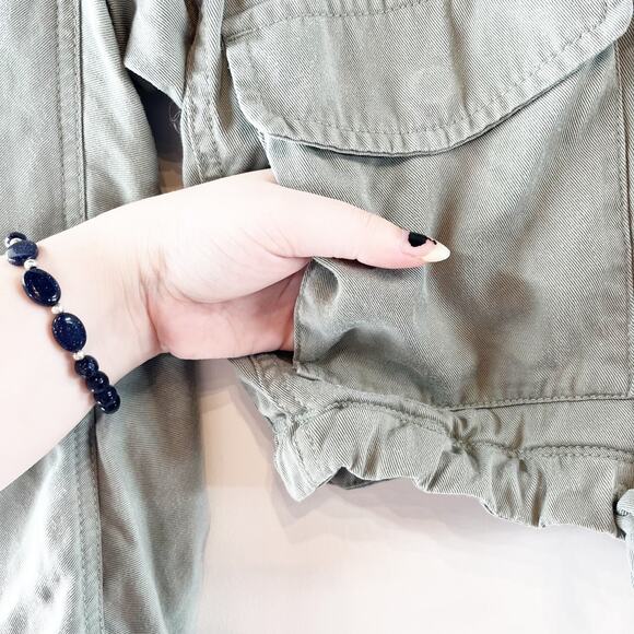 Abercrombie Utility Hooded Cropped Full Zip Jacket Green XXS - Picture 14 of 16